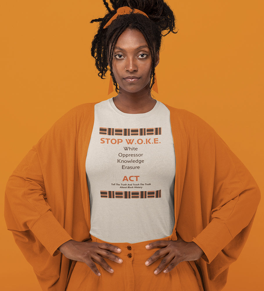 STOP W.O.K.E. Knowledge Erasure Women's T-Shirt - Pattern - 1