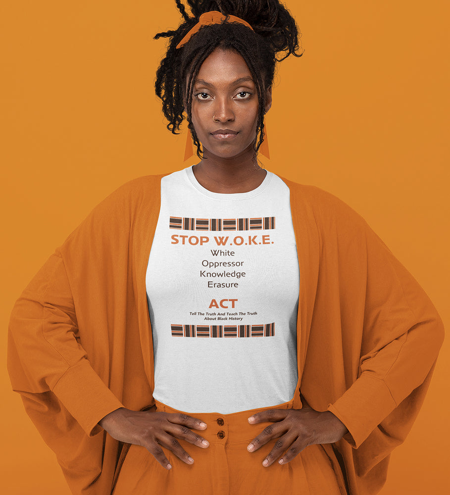 STOP W.O.K.E. Knowledge Erasure Women's T-Shirt - Pattern - 1