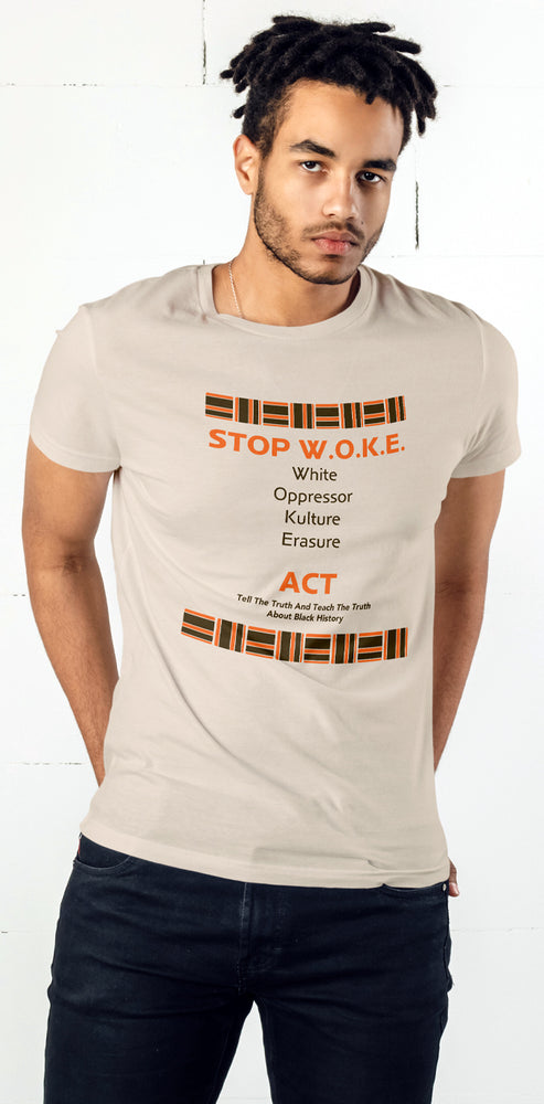 STOP W.O.K.E. Kulture Erasure Men's T-Shirt - Pattern - 1