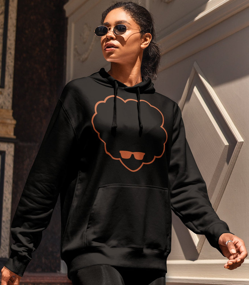 Museum Wear Women's Black Hoodie - Orange Outline - Icon 2